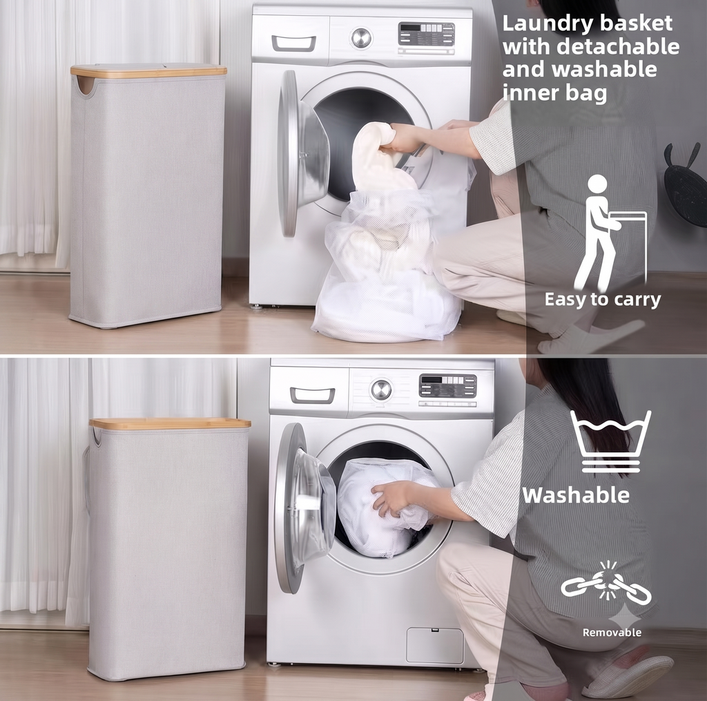 Foldable Laundry Basket with Inner Bag