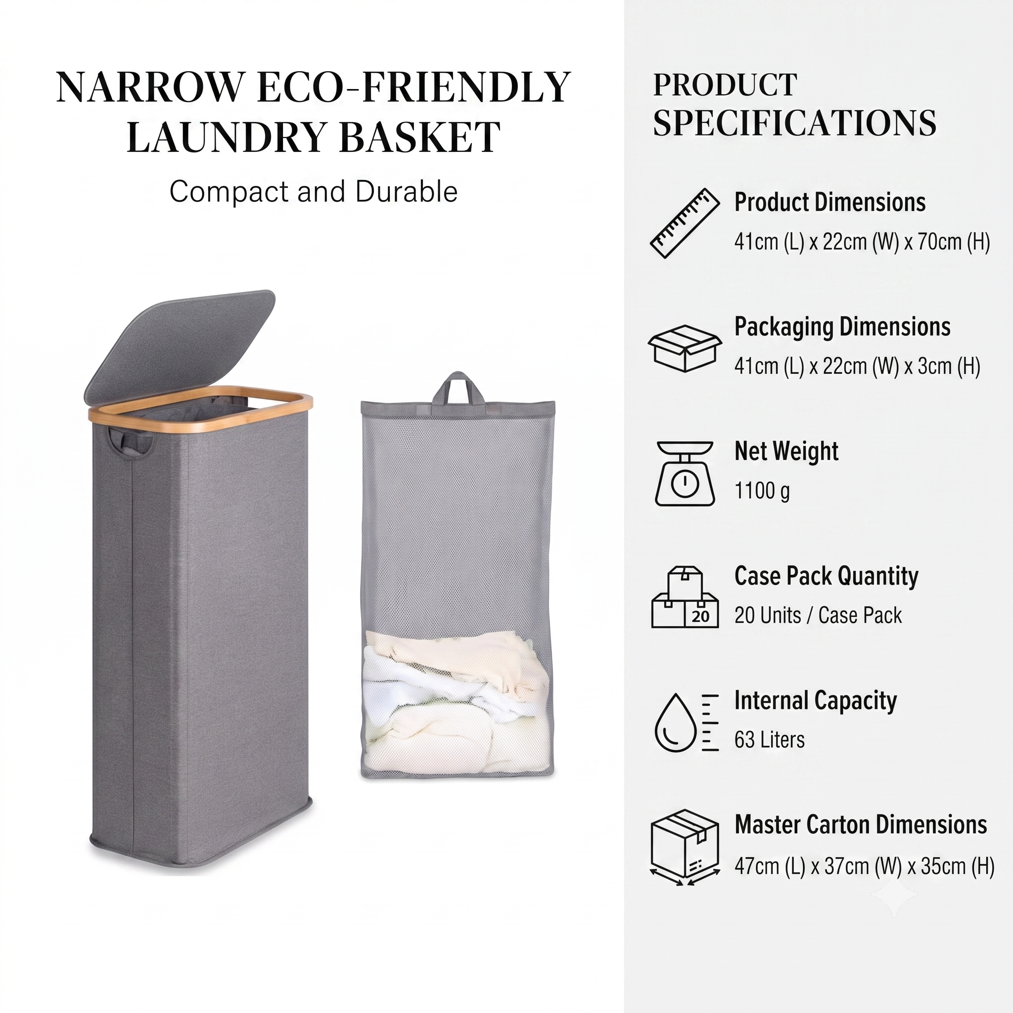 Foldable Laundry Basket with Inner Bag