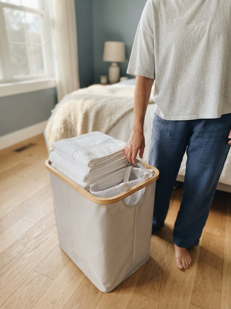 Foldable Laundry Basket with Inner Bag - pastel-testimonials